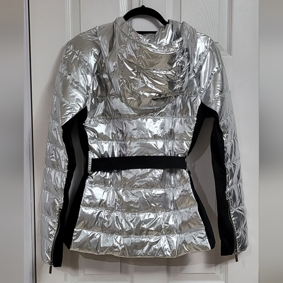 1667- MICHAEL Michael Kors Metallic Silver Color Women's Jacket Size M NWT - Picture 3 of 12